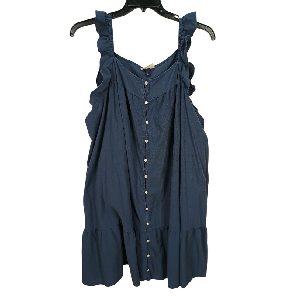 Universal Thread 2X Navy Blue‎ Button-Front Dress With Ruffle Straps